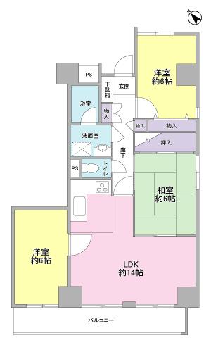 Floor plan. 3LDK, Price 18,800,000 yen, Occupied area 71.99 sq m , Balcony area 9.18 sq m