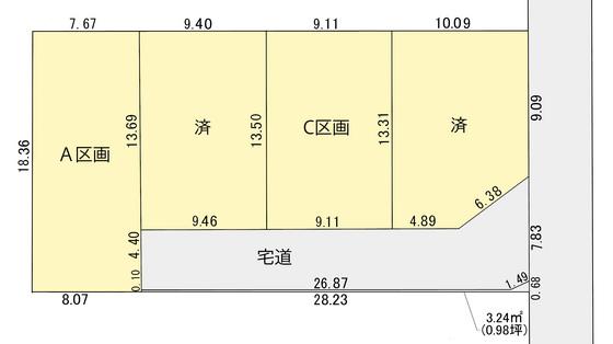Compartment figure. Land price 22.6 million yen, Land area 143.79 sq m
