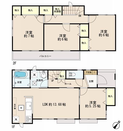 Floor plan. 23.8 million yen, 4LDK, Land area 112 sq m , Building area 93.46 sq m