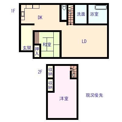 Floor plan. 15,635,000 yen, 2LDK, Land area 518 sq m , Building area 114.81 sq m