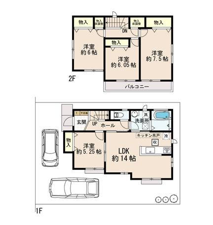 Floor plan. 24,800,000 yen, 4LDK, Land area 110.44 sq m , Building area 93.98 sq m