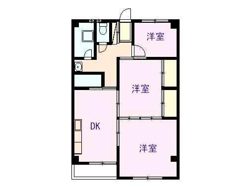 Floor plan. 3DK, Price 6.3 million yen, Occupied area 55.97 sq m , Balcony area 3.02 sq m