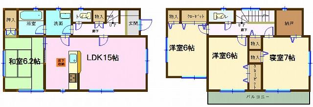 Floor plan. (1 Building), Price 26,800,000 yen, 4LDK, Land area 106.17 sq m , Building area 97.6 sq m