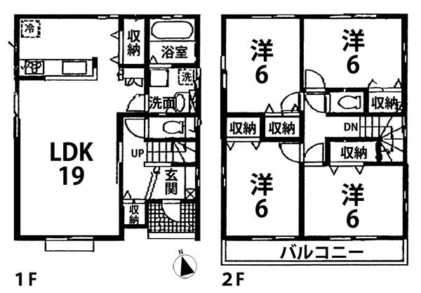 Floor plan. 23,900,000 yen, 4LDK, Land area 124.95 sq m , Taken between the building area 101.44 sq m 1 Building