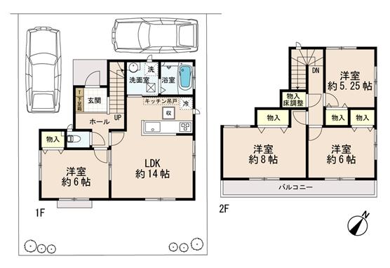 Floor plan. 24,800,000 yen, 4LDK, Land area 127.35 sq m , Building area 93.57 sq m