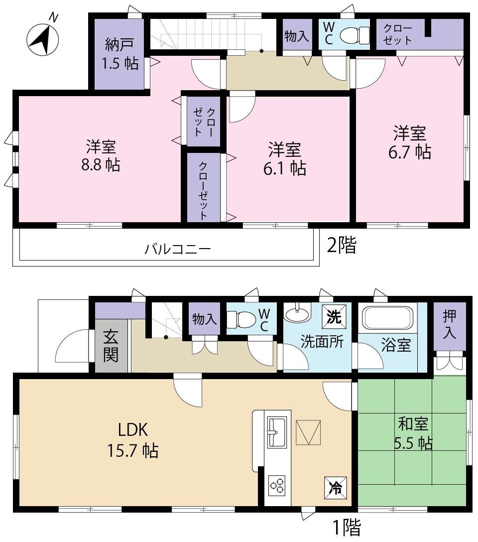 Floor plan. 26,800,000 yen, 4LDK, Land area 119.45 sq m , Building area 99.63 sq m 1 Building floor plan