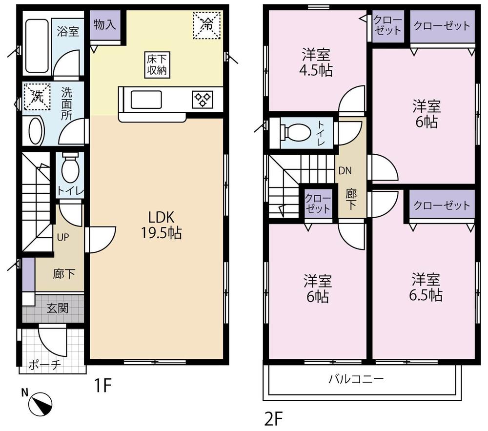 Floor plan. 18,800,000 yen, 4LDK, Land area 127.62 sq m , Building area 94.77 sq m 2 Building floor plan