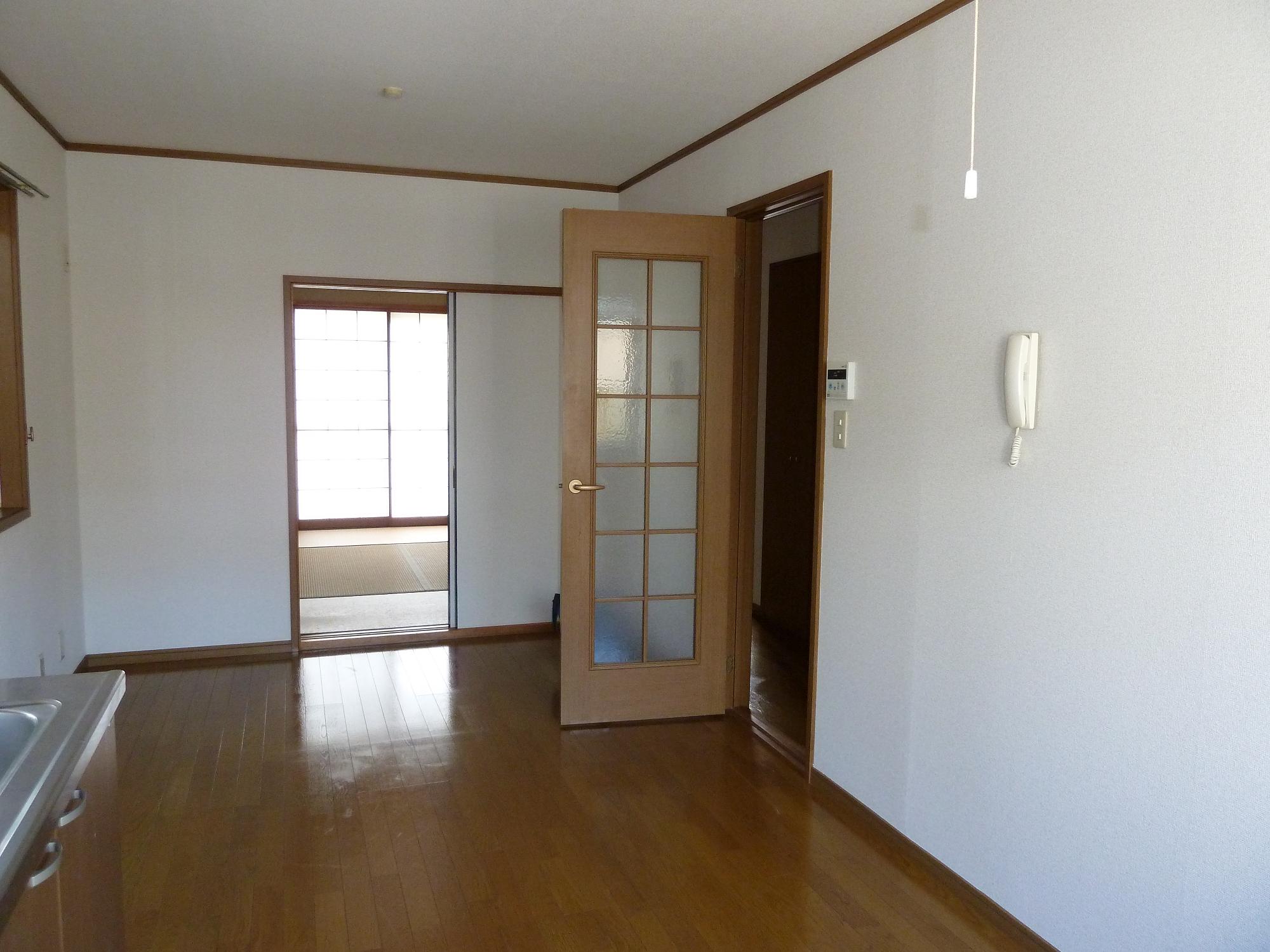 Living and room. Living has led to a Japanese-style room