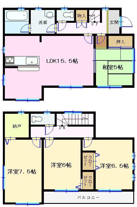 Floor plan. 19,800,000 yen, 4LDK, Land area 189.19 sq m , Building area 95.72 sq m