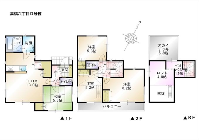 Floor plan. (D Building), Price 24,800,000 yen, 4LDK, Land area 100.1 sq m , Building area 89.21 sq m
