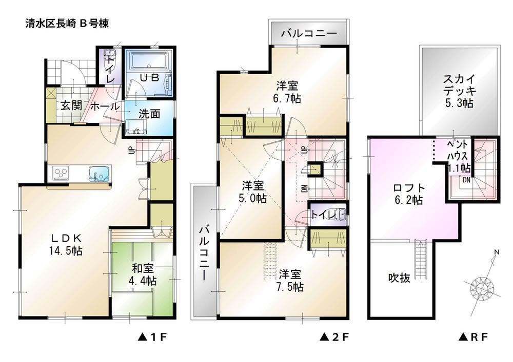 Floor plan. (B Building), Price 23.8 million yen, 4LDK, Land area 100.1 sq m , Building area 91.62 sq m
