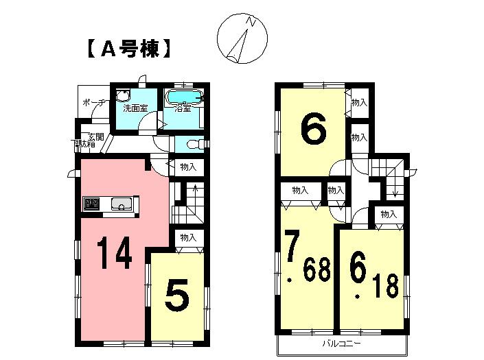 Floor plan. (A Building), Price 23.8 million yen, 4LDK, Land area 110.86 sq m , Building area 92.01 sq m