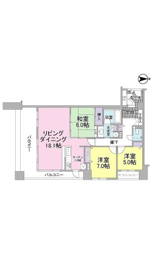 Floor plan. 3LDK, Price 25,300,000 yen, Occupied area 92.09 sq m