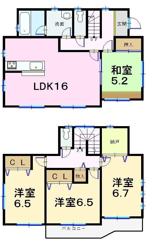 Floor plan. (3 Building), Price 21,800,000 yen, 4LDK, Land area 147.93 sq m , Building area 98.81 sq m