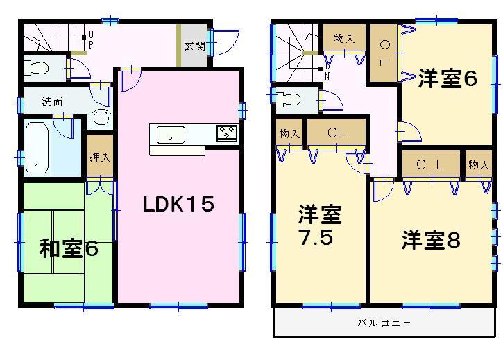 Floor plan. (Building 2), Price 24,800,000 yen, 4LDK, Land area 133.08 sq m , Building area 99.83 sq m