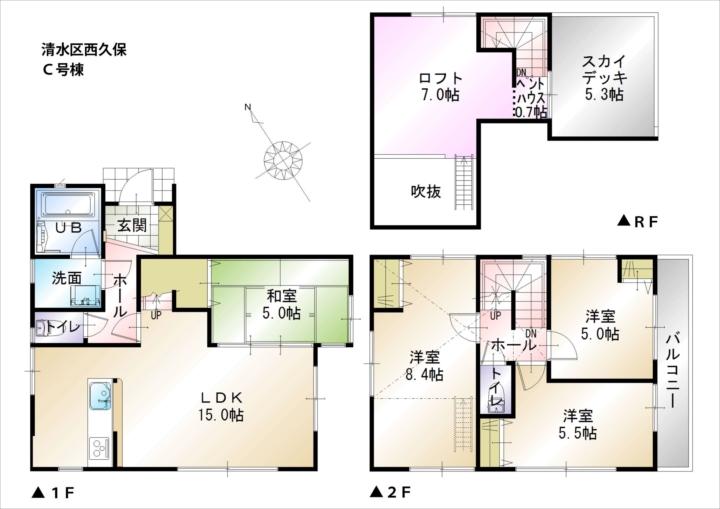 Floor plan. (C Building), Price 25,800,000 yen, 4LDK, Land area 127.75 sq m , Building area 90.66 sq m