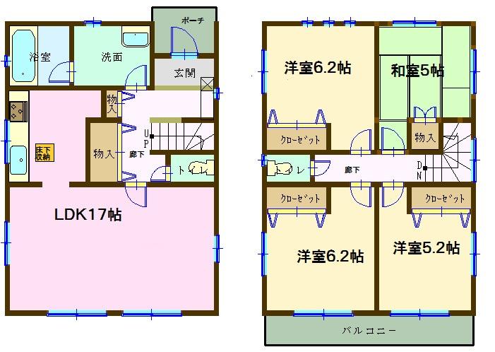 Floor plan. (1 Building), Price 21,800,000 yen, 4LDK, Land area 115.39 sq m , Building area 93.14 sq m