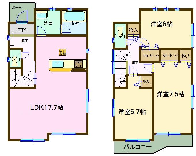 Floor plan. (Building 2), Price 17.8 million yen, 4LDK, Land area 104.05 sq m , Building area 86.66 sq m