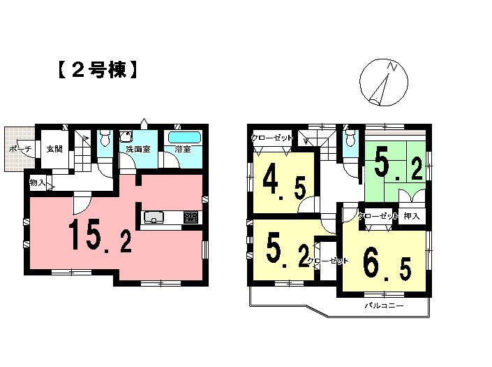 Floor plan. (Building 2), Price 22.5 million yen, 4LDK, Land area 104 sq m , Building area 93.15 sq m