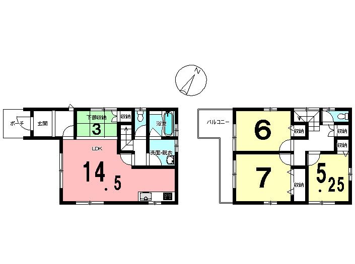 Floor plan. 25 million yen, 3LDK + S (storeroom), Land area 100.47 sq m , Building area 88.6 sq m