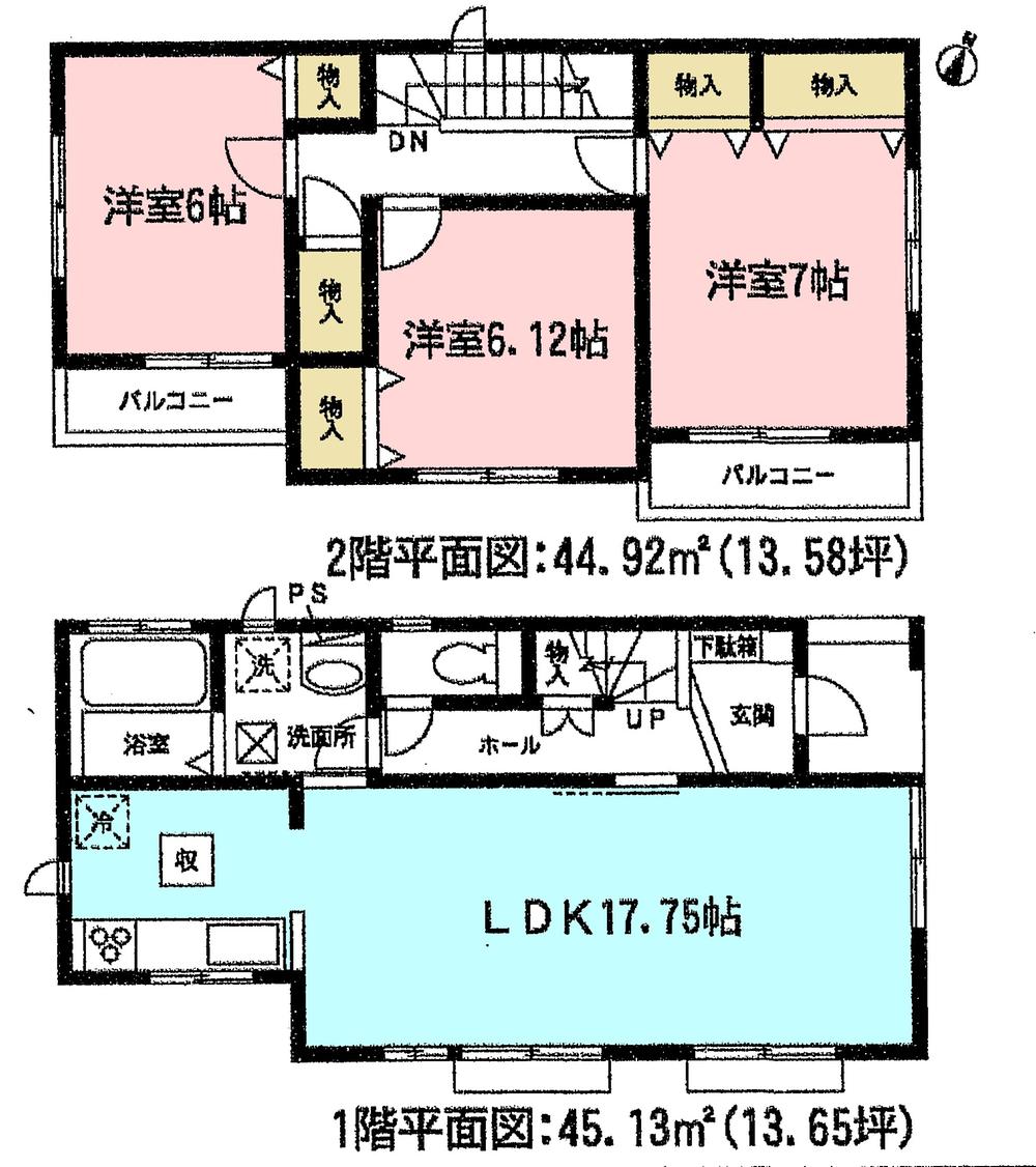 Floor plan. (E Building), Price 18,800,000 yen, 3LDK, Land area 100.44 sq m , Building area 90.05 sq m