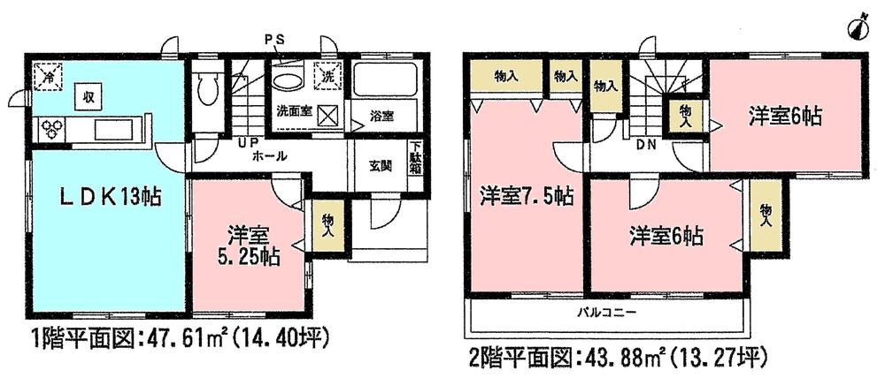Floor plan. (B Building), Price 20.8 million yen, 4LDK, Land area 105.11 sq m , Building area 91.49 sq m