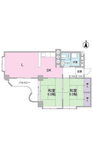 Floor plan. 2LDK, Price 5.3 million yen, Occupied area 52.77 sq m , Balcony area 5.4 sq m