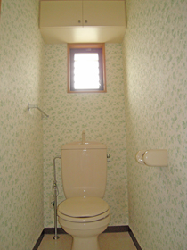 Toilet. There is a window in the toilet