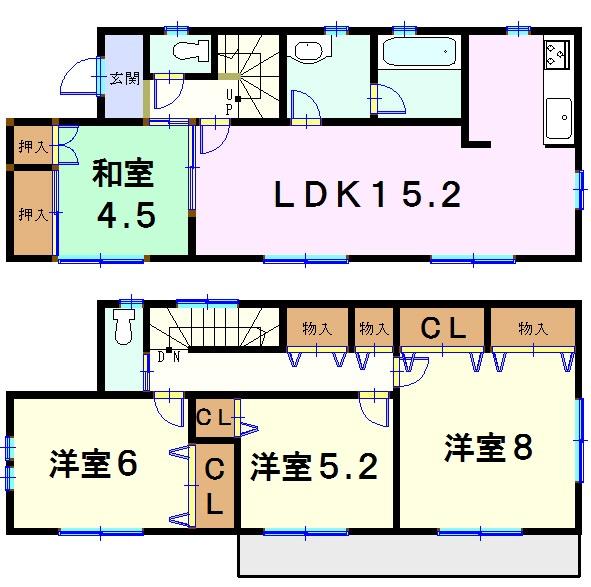 Floor plan. (1 Building), Price 32,800,000 yen, 4LDK, Land area 133.34 sq m , Building area 94.76 sq m