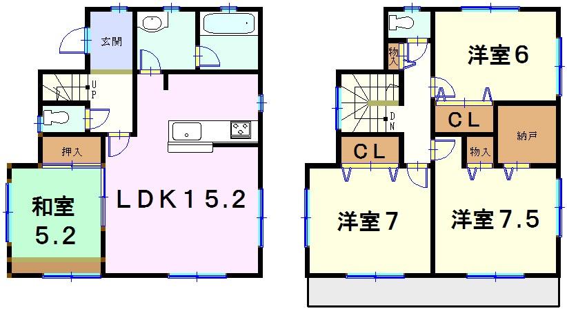Floor plan. (Building 2), Price 32,800,000 yen, 4LDK, Land area 112.06 sq m , Building area 96.39 sq m