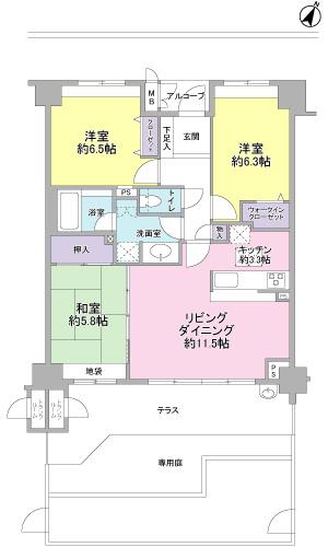 Floor plan. 3LDK, Price 12.9 million yen, Occupied area 77.28 sq m , Balcony area 14.15 sq m