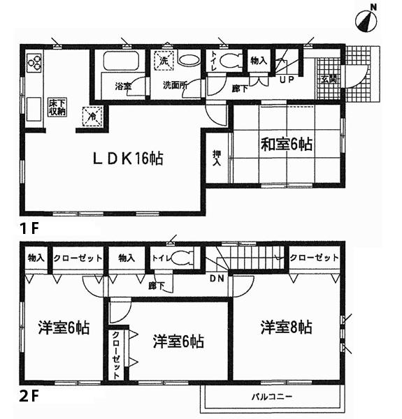 Floor plan. 17.8 million yen, 4LDK, Land area 224.09 sq m , Taken between the building area 98 sq m 1 Building