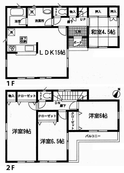 Floor plan. 17.8 million yen, 4LDK, Land area 224.09 sq m , Taken between the building area 98 sq m 2 Building