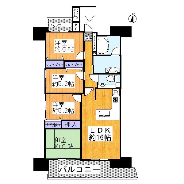 Floor plan. 4LDK, Price 17,900,000 yen, Occupied area 82.68 sq m , Balcony area 13 sq m