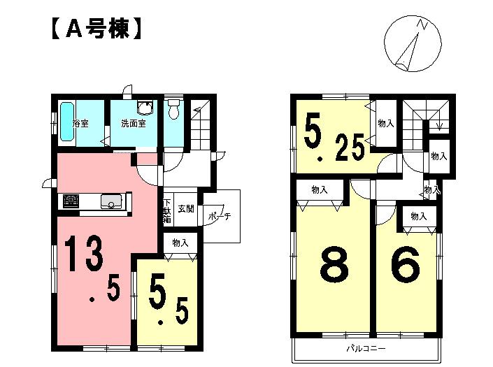 Floor plan. (A Building), Price 19,800,000 yen, 4LDK, Land area 101.64 sq m , Building area 90.61 sq m