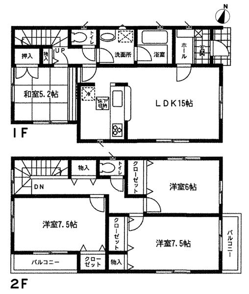 Floor plan. 22,800,000 yen, 4LDK + 2S (storeroom), Land area 114.66 sq m , Taken between the building area 99.62 sq m 1 Building