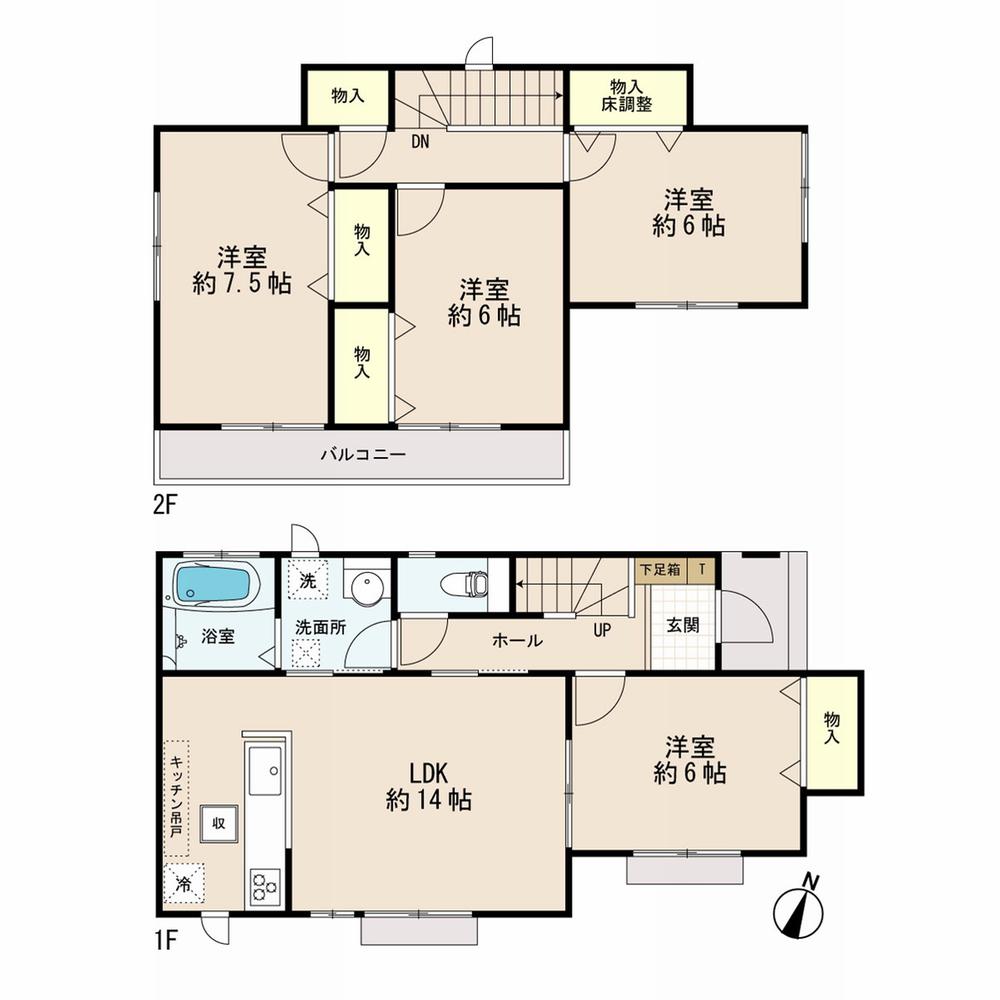 Floor plan. (B Building), Price 23.8 million yen, 4LDK, Land area 124.34 sq m , Building area 94.81 sq m