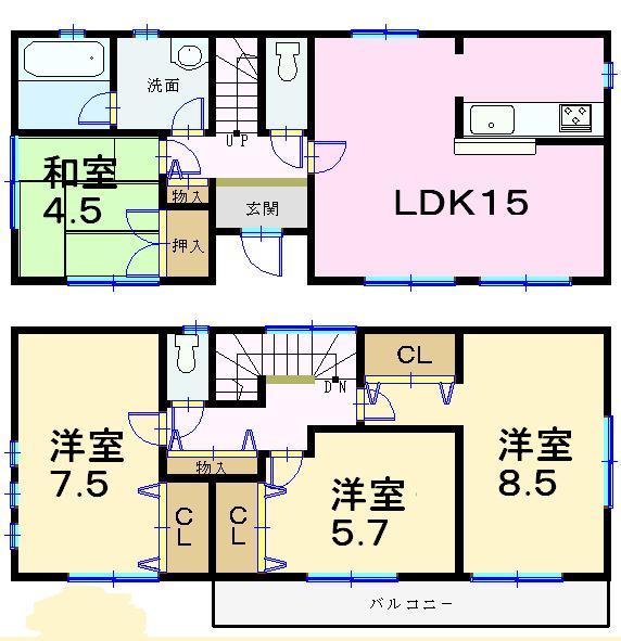 Floor plan. (1 Building), Price 28.8 million yen, 4LDK, Land area 117.92 sq m , Building area 95.17 sq m