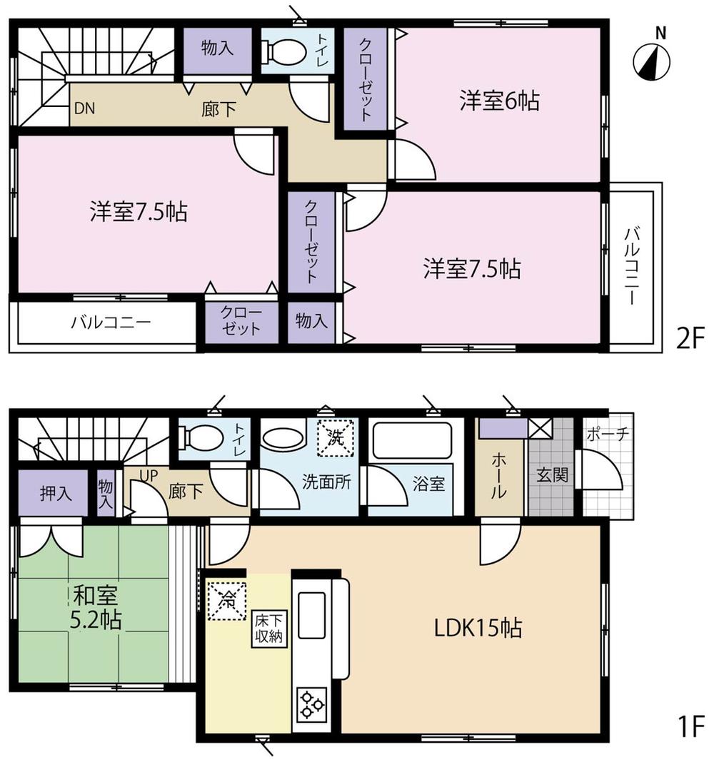 Floor plan. 22,800,000 yen, 4LDK, Land area 114.66 sq m , Building area 99.62 sq m 1 Building floor plan