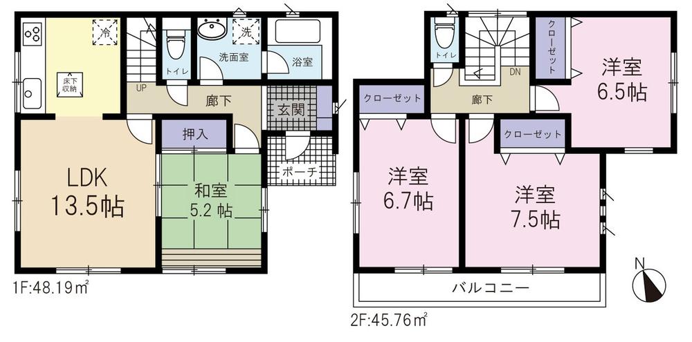 Floor plan. 18,800,000 yen, 4LDK, Land area 189.08 sq m , Building area 93.95 sq m