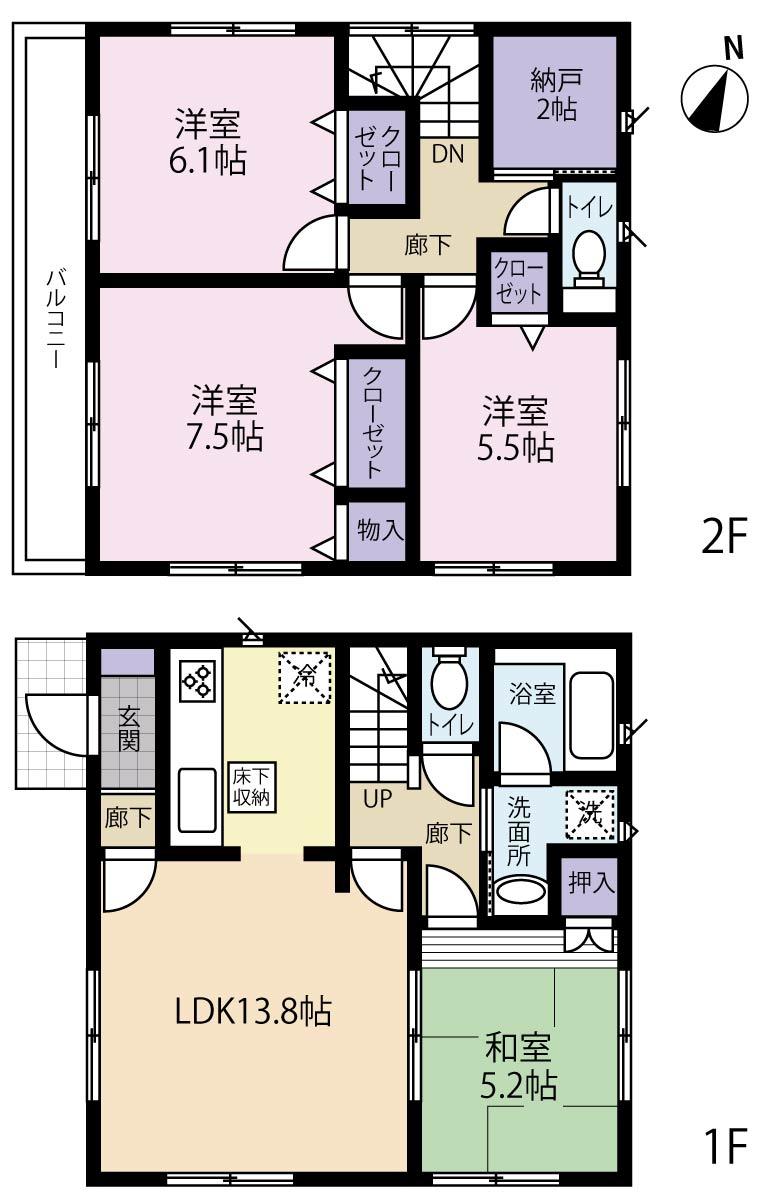 Floor plan. 16.8 million yen, 4LDK, Land area 104.52 sq m , Building area 91.12 sq m 3 Building floor plan
