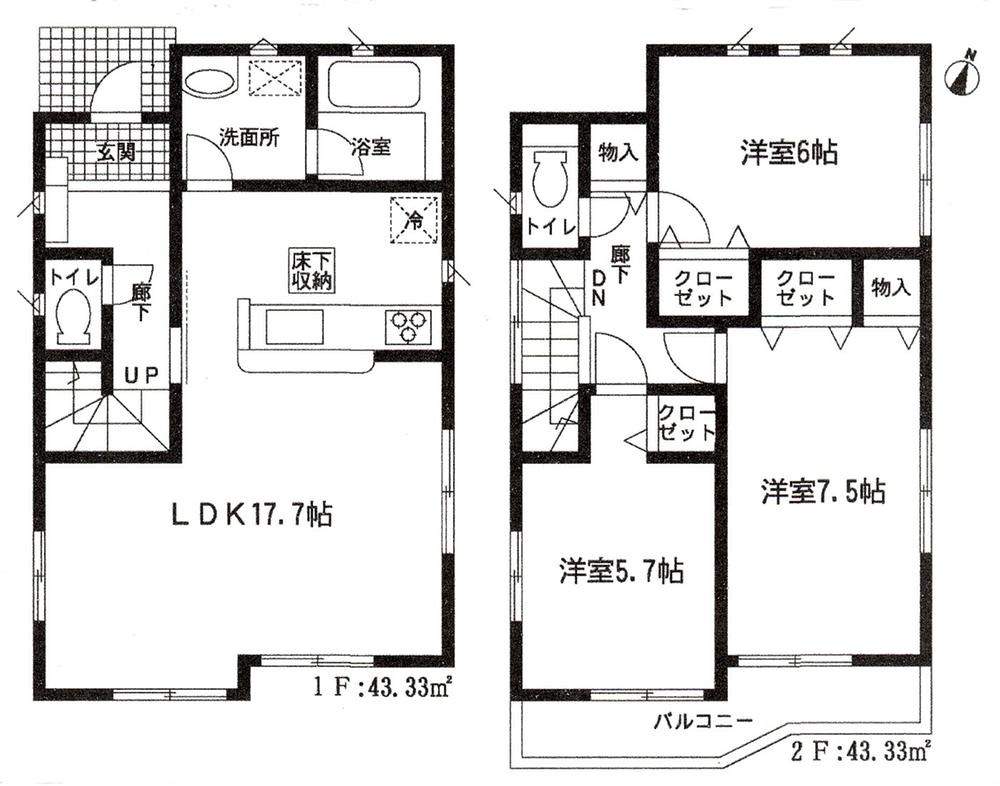 Floor plan. 17.8 million yen, 3LDK, Land area 104.05 sq m , Building area 86.66 sq m