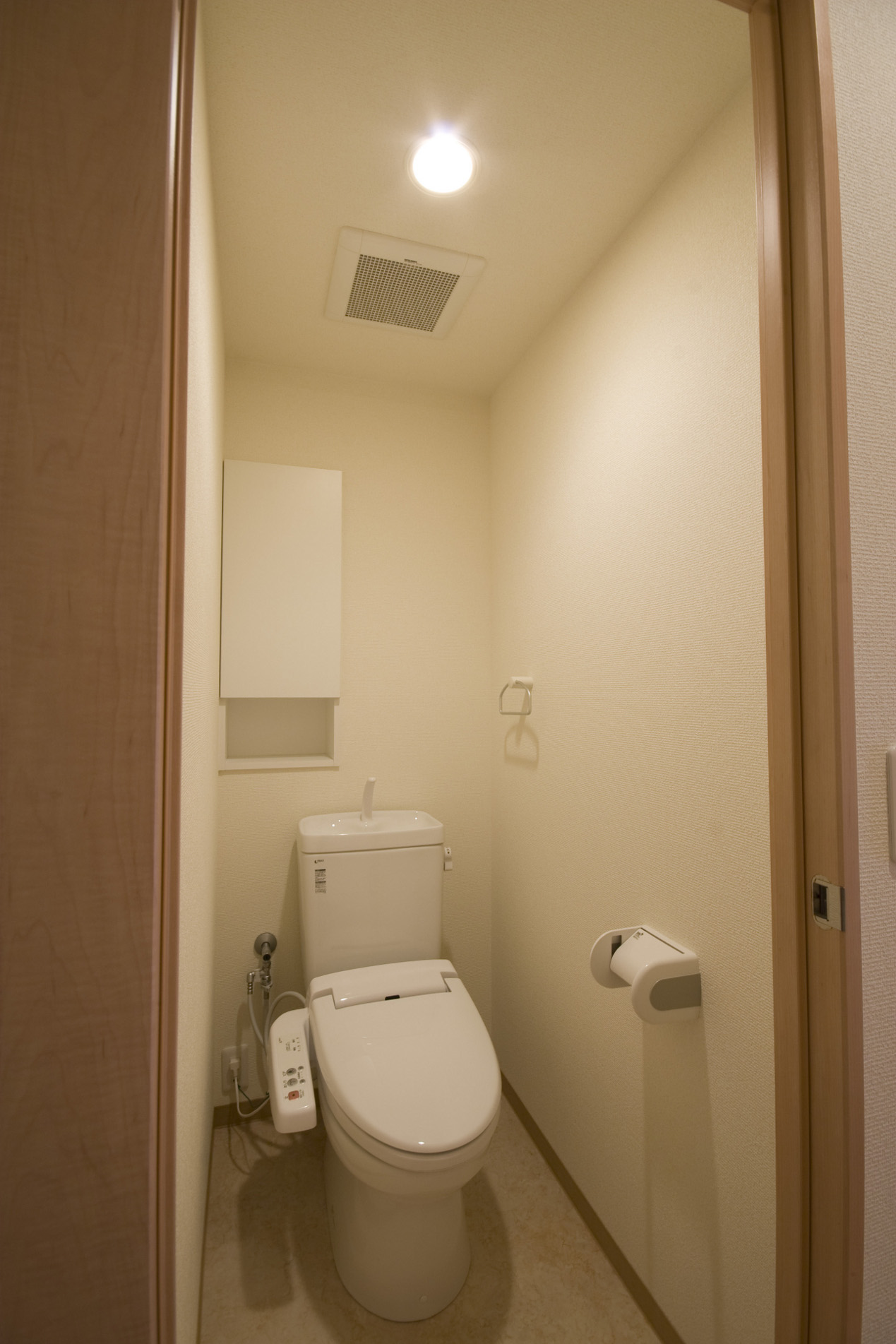 Toilet. Shower toilet With storage shelves