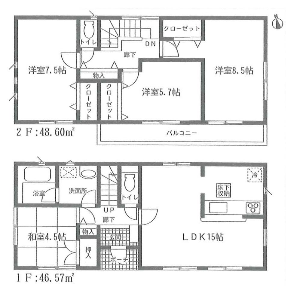 Floor plan. (1 Building), Price 28.8 million yen, 4LDK, Land area 117.92 sq m , Building area 95.17 sq m