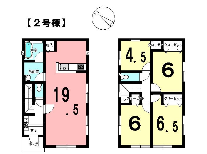 Floor plan. (Building 2), Price 18,800,000 yen, 4LDK, Land area 127.62 sq m , Building area 94.77 sq m