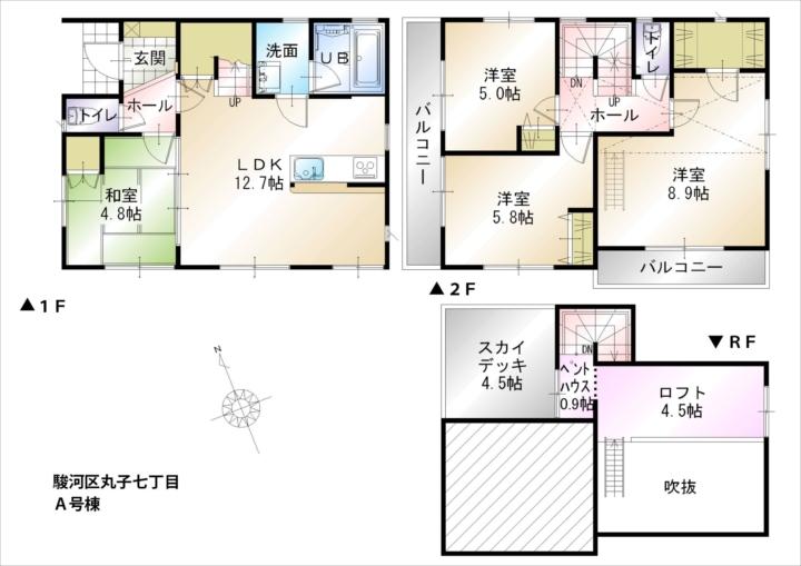 Floor plan. (A Building), Price 25,800,000 yen, 4LDK, Land area 96.42 sq m , Building area 88.32 sq m
