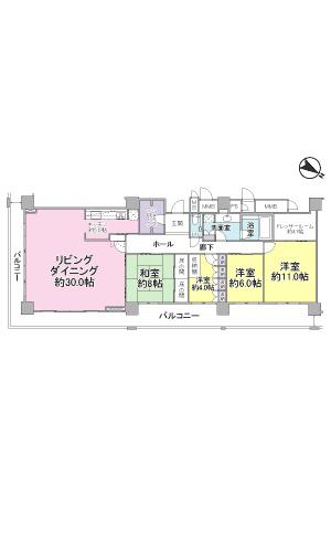 Floor plan. 4LDK, Price 68 million yen, Footprint 154.75 sq m , Balcony area 43.32 sq m