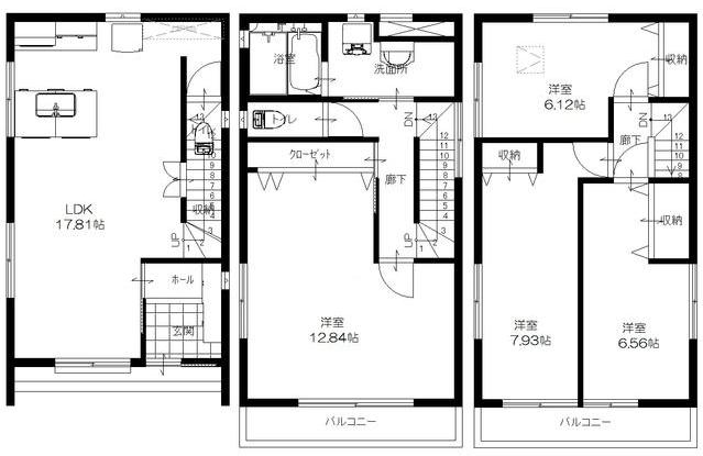 Floor plan. 28.5 million yen, 4LDK, Land area 87.5 sq m , Building area 118.72 sq m