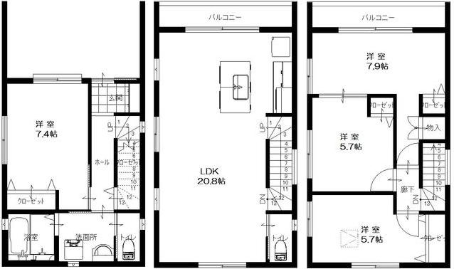 Floor plan. 28.5 million yen, 4LDK, Land area 87.5 sq m , Building area 116.77 sq m