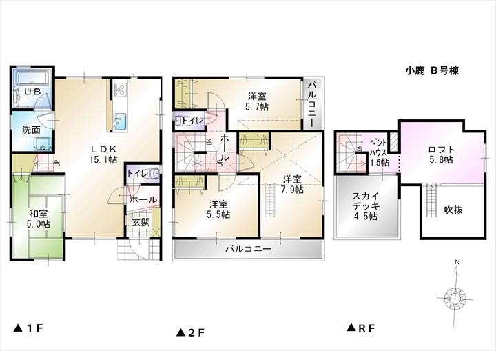 Floor plan. (B Building), Price 29,800,000 yen, 4LDK, Land area 102.35 sq m , Building area 92.32 sq m